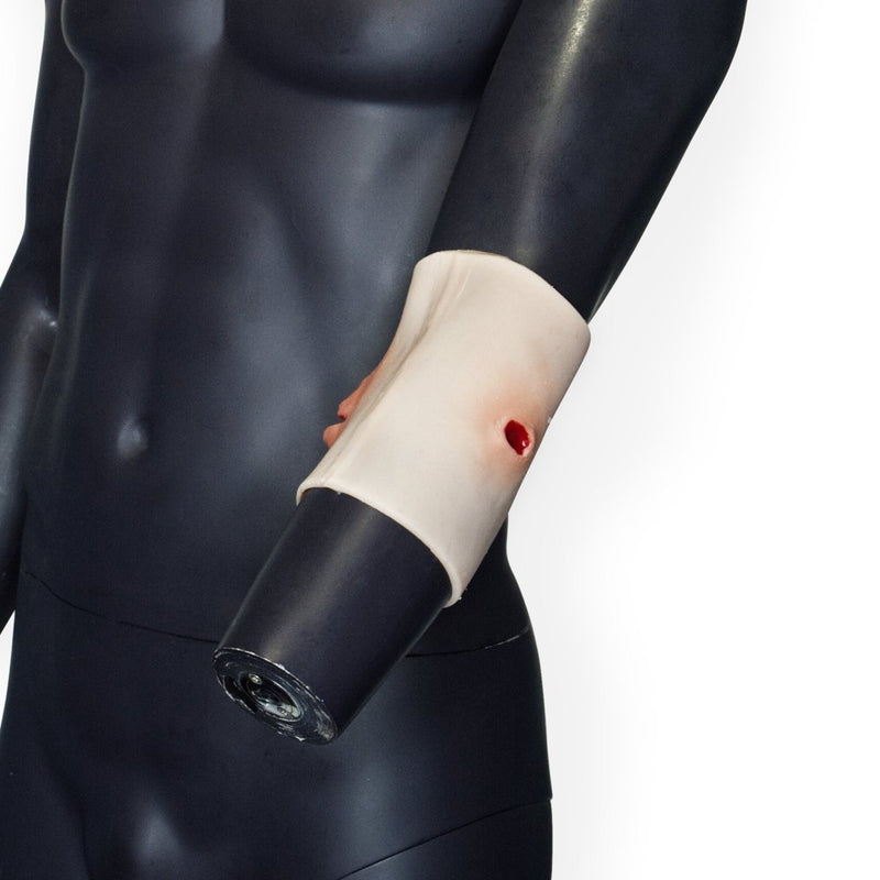 Bullet Entrance And Exit Trauma Sleeve for Medical Training and Moulage Simulation