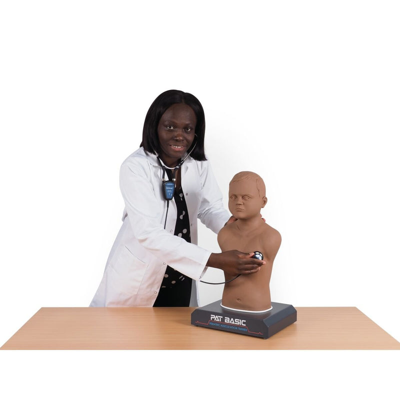 PAT BASIC® - Pediatric Auscultation Trainer with SimScope Wi-Fi Training Stethoscope, Dark