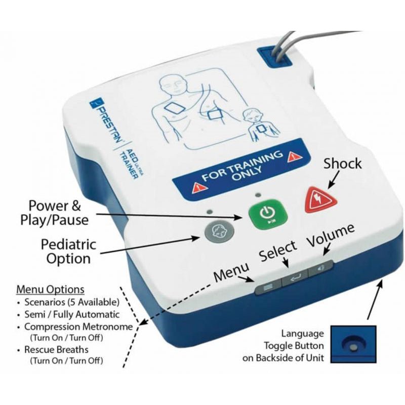 Prestan AED UltraTrainer, English-Spanish, 4-Pack