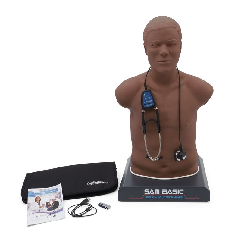 SAM BASIC<sup>®</sup> - Adult Auscultation Trainer with SimScope Wi-Fi Training Stethoscope, Dark