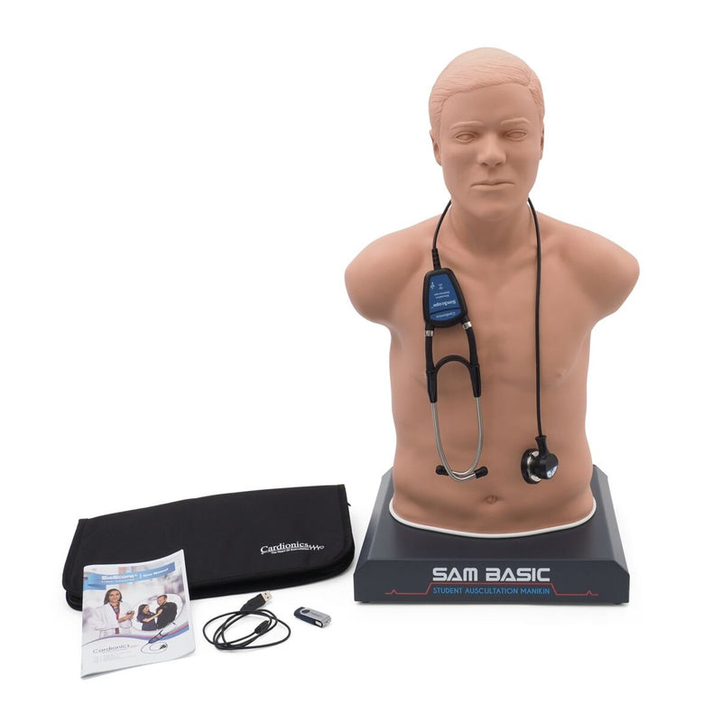 SAM BASIC<sup>®</sup> - Adult Auscultation Trainer with SimScope Wi-Fi Training Stethoscope, Light