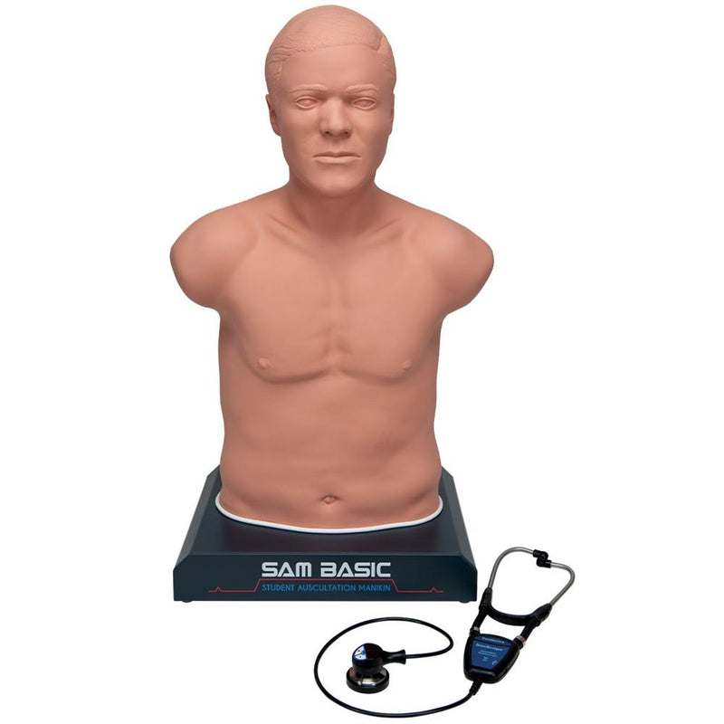 SAM BASIC<sup>®</sup> - Adult Auscultation Trainer with SimScope Wi-Fi Training Stethoscope, Light