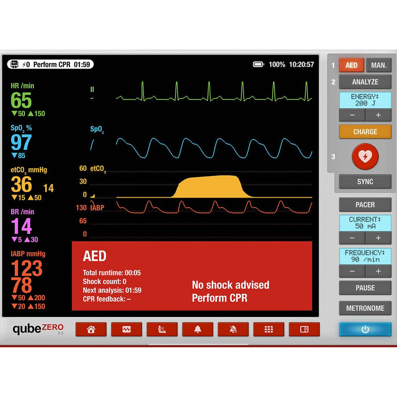 SKILLQUBE qubeZERO Patient Monitor/Defibrillator Simulation, Non-Specific Monitor